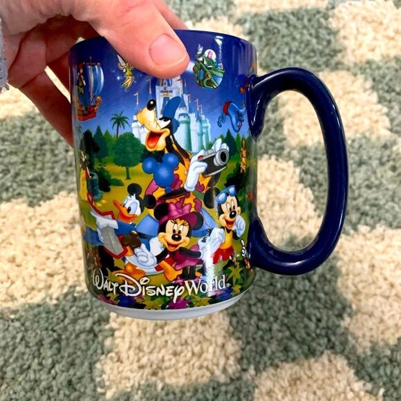 Disney Parks Tea Coffee Mug Multi Character Graphic Mug Blue White Multi Color - Picture 1 of 8